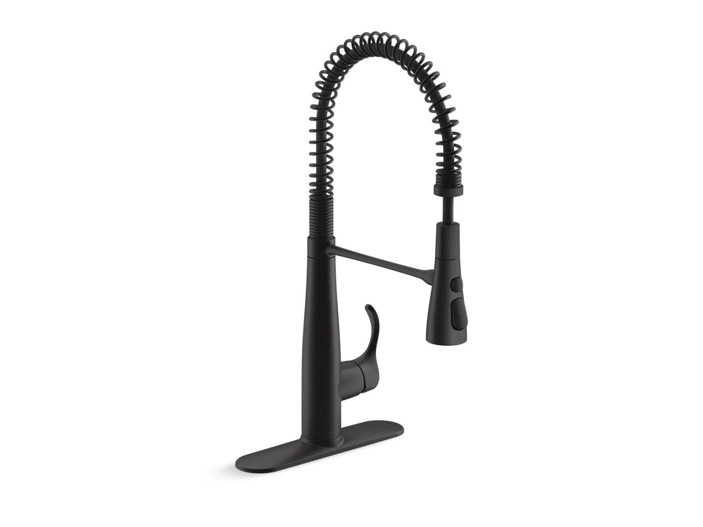 KOHLER K-22033-BL Simplice Semi-Professional Kitchen Sink Faucet With Three-Function Sprayhead In Matte Black