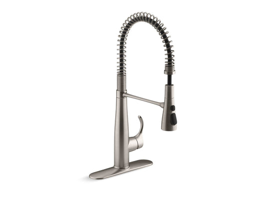 KOHLER K-22033-VS Simplice Semi-Professional Kitchen Sink Faucet With Three-Function Sprayhead In Vibrant Stainless