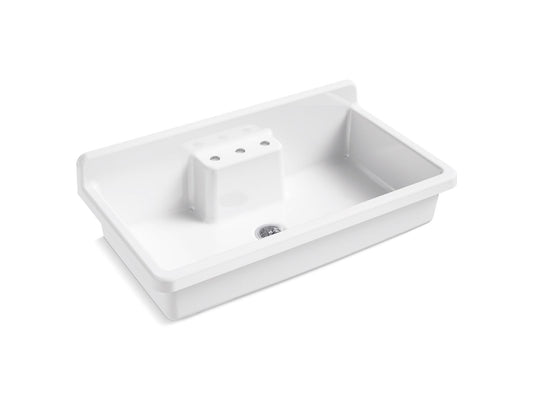 KOHLER K-21103-3HW-0 Farmstead 45" Top-/Wall-Mount Single-Bowl Workstation Farmhouse Kitchen Sink In White