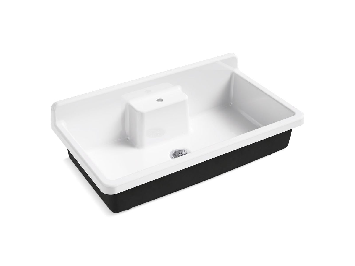 KOHLER K-21103-1HP5-0 Farmstead 45" Top-/Wall-Mount Single-Bowl Workstation Farmhouse Kitchen Sink - White