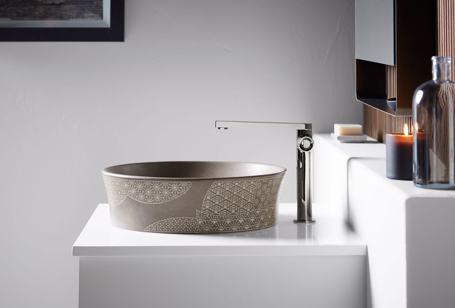 KOHLER K-8324-CS7 Kensho 16" Round Vessel Bathroom Sink, No Overflow - Grey Fousana