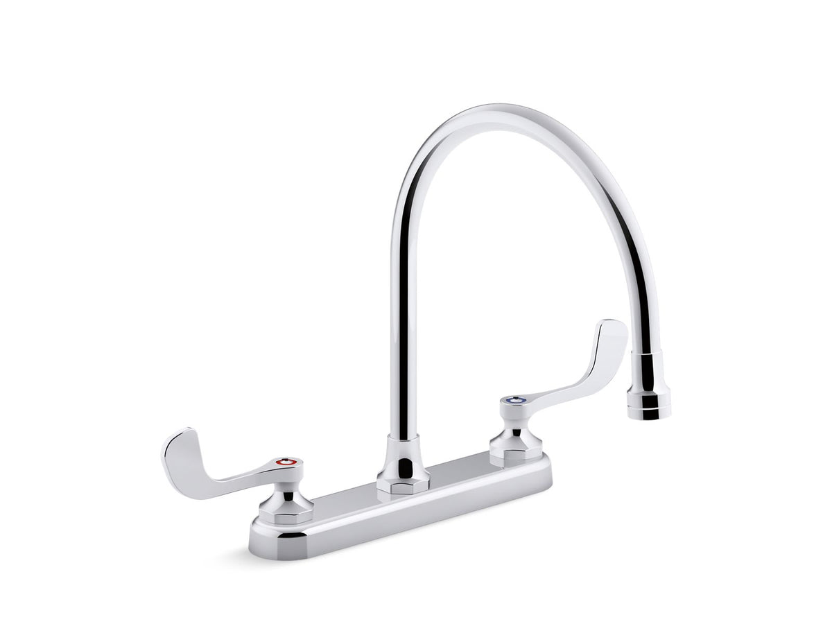 KOHLER K-810T70-5AHA-CP Triton Bowe 1.5 Gpm Kitchen Sink Faucet With 9-5/16" Gooseneck Spout, Aerated Flow And Wristblade Handles - Polished Chrome
