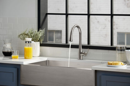 KOHLER K-22036-2MB Simplice Touchless pull-down kitchen sink faucet with three-function sprayhead - Vibrant Brushed Moderne Brass