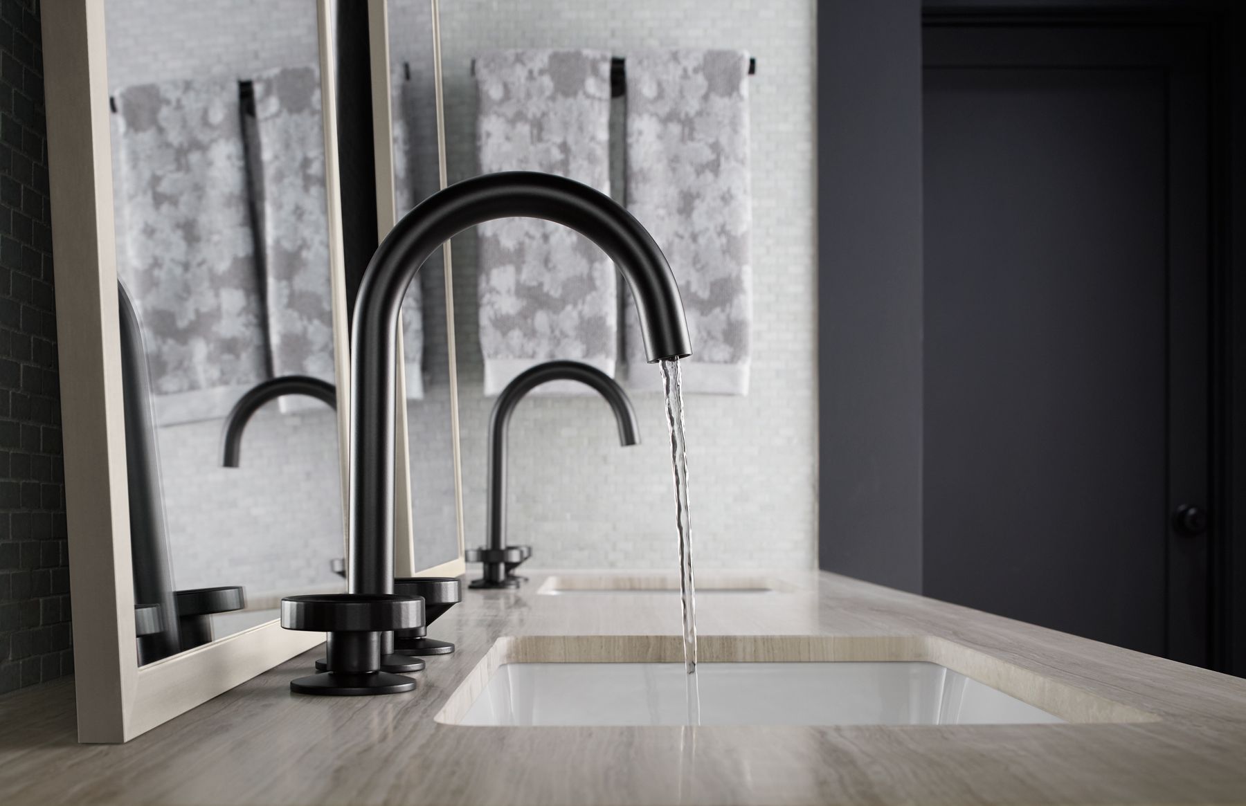 KOHLER K-77967-BL Components Bathroom Sink Faucet Spout With Tube Design, 1.2 Gpm - Matte Black