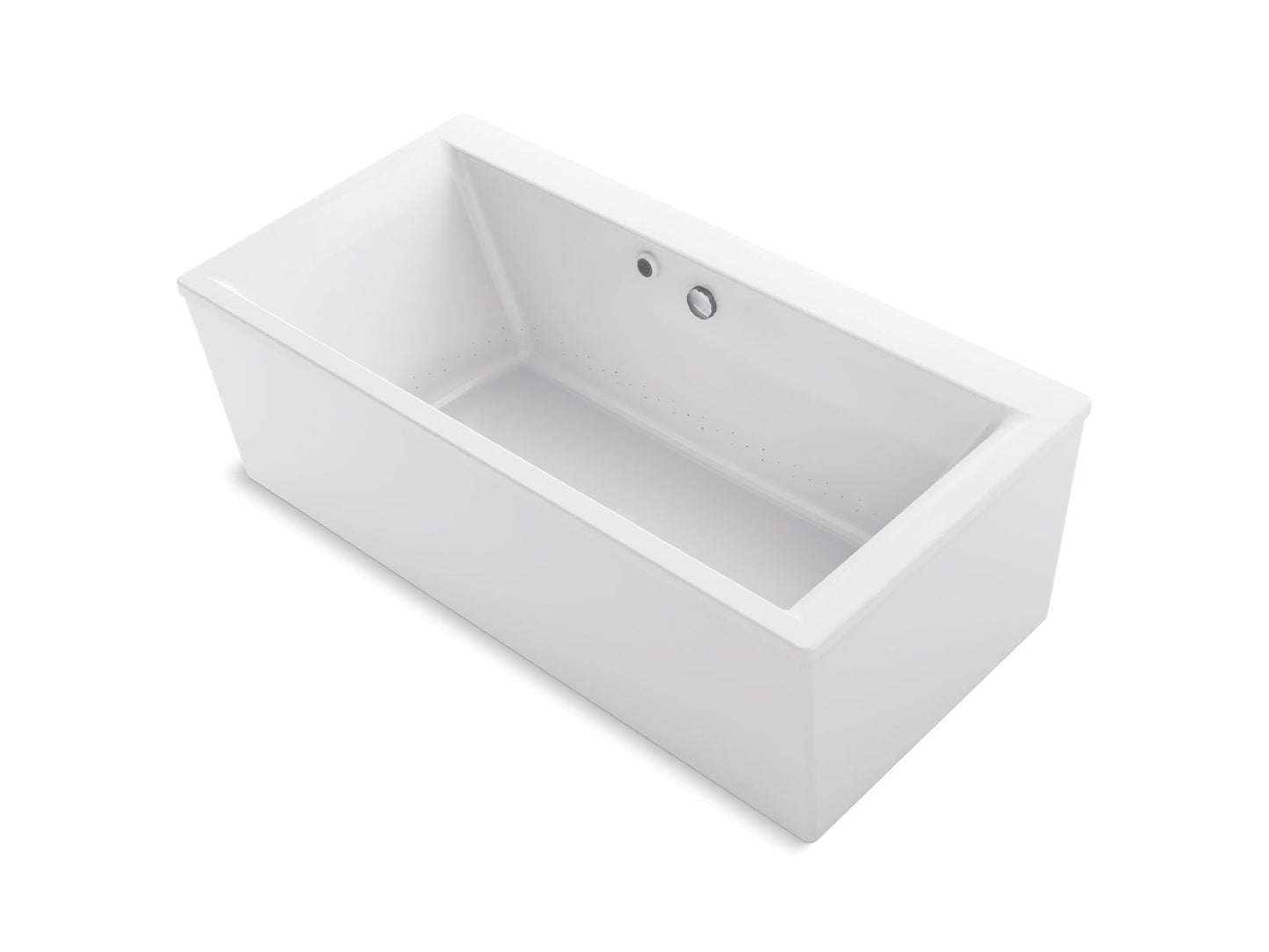 KOHLER K-24010-W1-0 Stargaze 60" X 34" Freestanding Bath With Bask Heated Surface And Straight Shroud In White