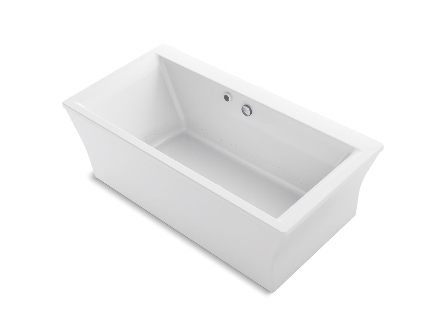 KOHLER K-24011-W1-0 Stargaze 60" X 34" Freestanding Bath With Bask Heated Surface And Fluted Shroud In White