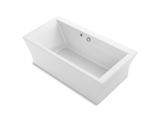 KOHLER K-24011-W1-0 Stargaze 60" X 34" Freestanding Bath With Bask Heated Surface And Fluted Shroud In White