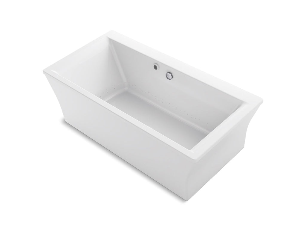 KOHLER K-24011-W1-0 Stargaze 60-1/4" X 34-1/4" Freestanding Bath With Bask Heated Surface And Fluted Shroud - White