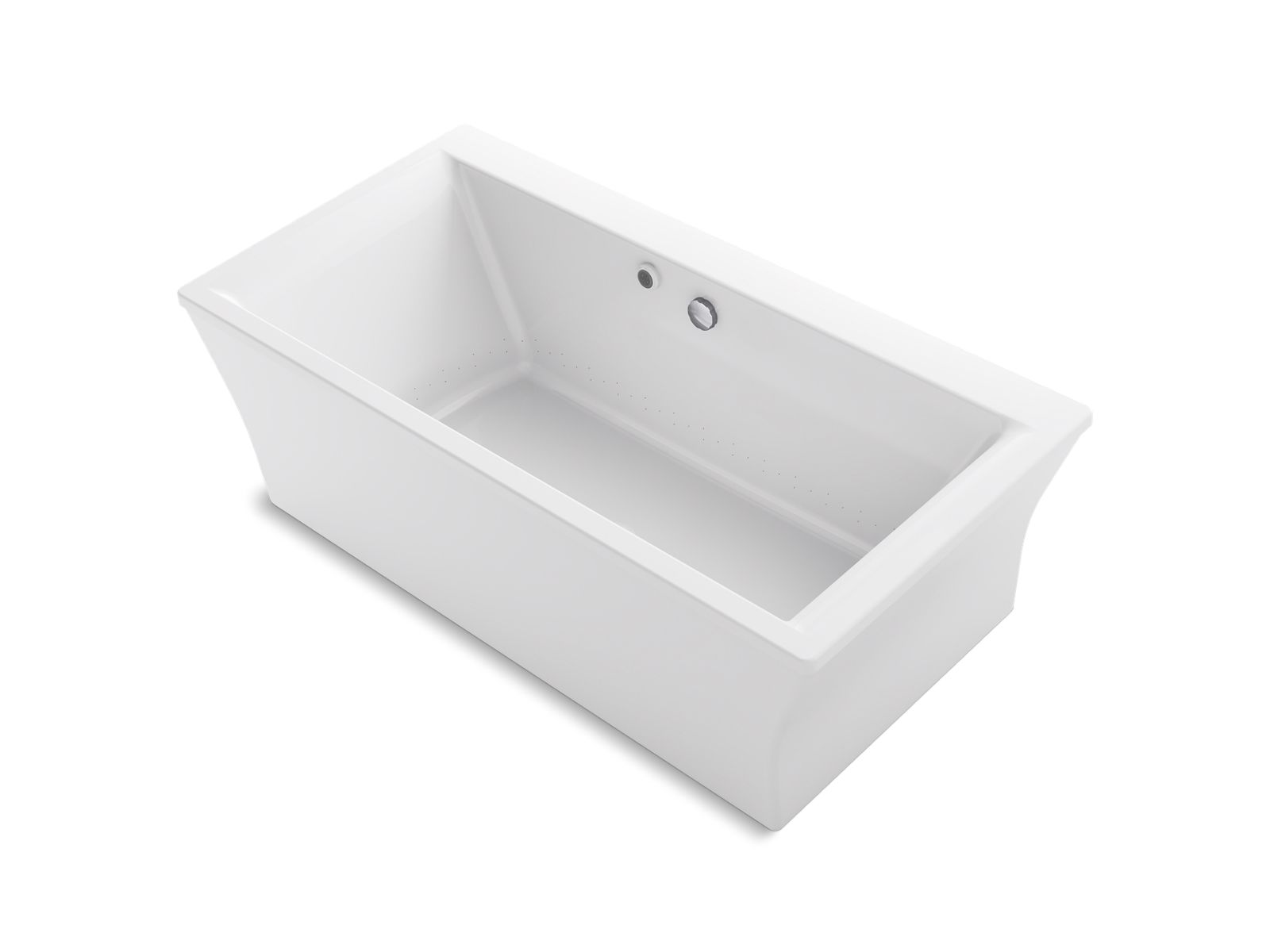 KOHLER K-24011-W1-0 Stargaze 60-1/4" X 34-1/4" Freestanding Bath With Bask Heated Surface And Fluted Shroud - White