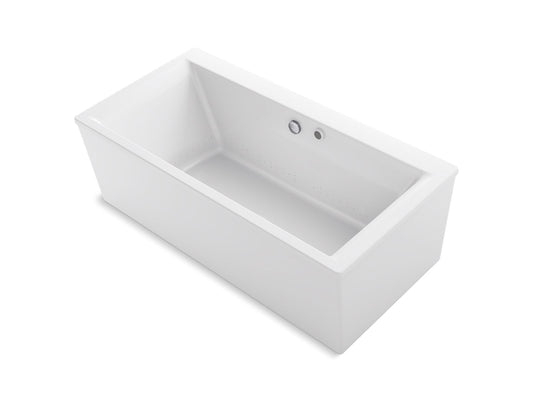 KOHLER K-24018-GHW-0 Stargaze 60" X 34" Freestanding Heated Bubblemassage Air Bath With Bask Heated Surface And Straight Shroud In White