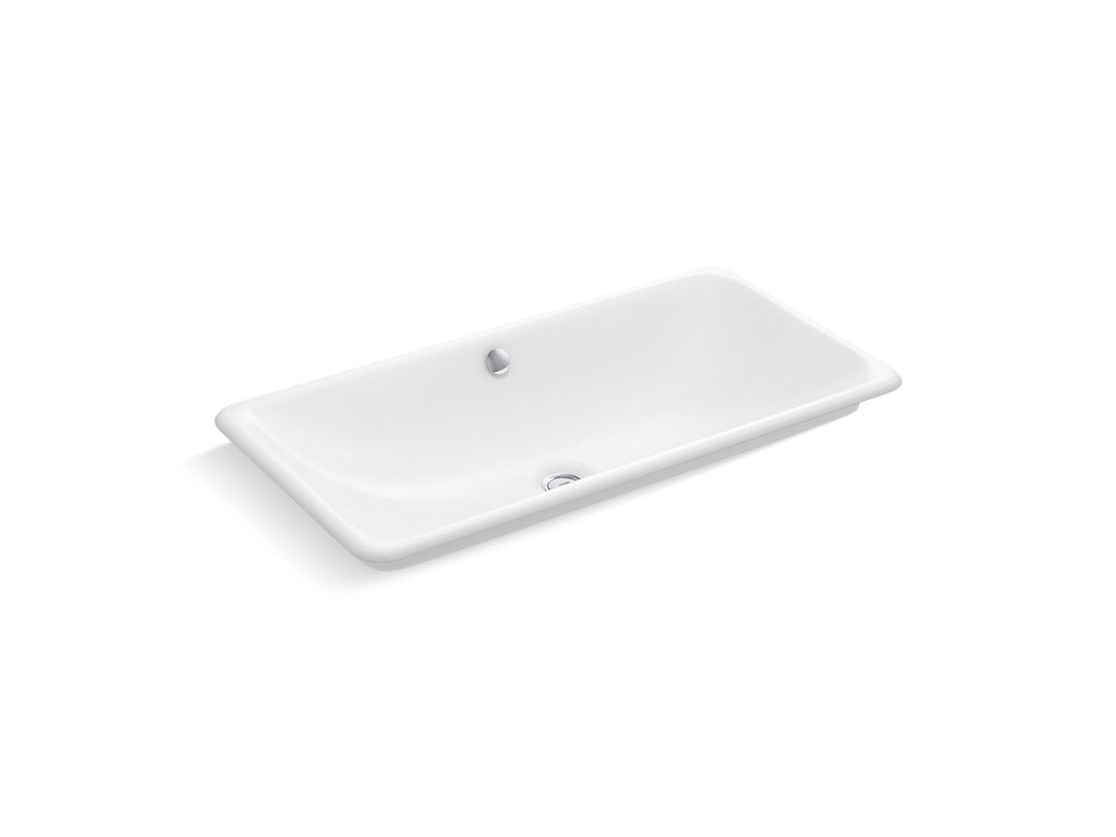 KOHLER K-20212-W-0 Iron Plains 30" Rectangular Drop-In/Undermount/Vessel Bathroom Sink With White Painted Underside - White