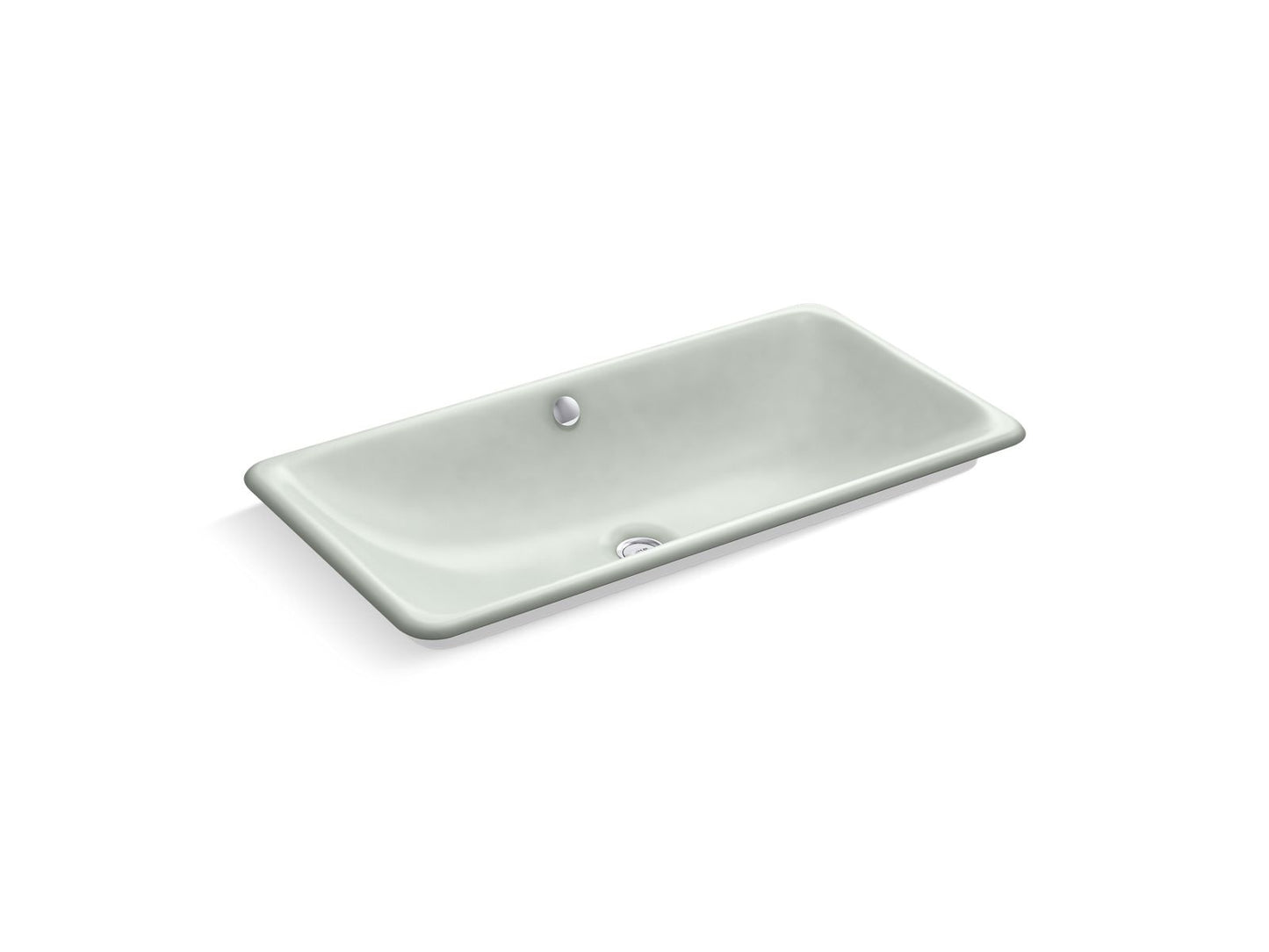 KOHLER K-20212-W-FF Iron Plains 30" Rectangular Drop-In/Undermount/Vessel Bathroom Sink With White Painted Underside In Sea Salt