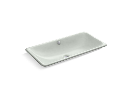 KOHLER K-20212-W-FF Iron Plains 30" Rectangular Drop-In/Undermount/Vessel Bathroom Sink With White Painted Underside In Sea Salt