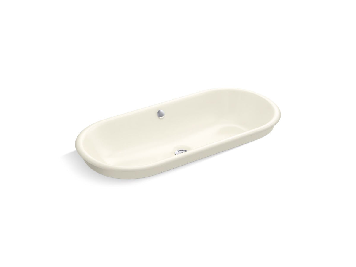 KOHLER K-20213-B-96 Iron Plains 33" Oval Drop-In/Undermount/Vessel Bathroom Sink With Biscuit Painted Underside - Biscuit