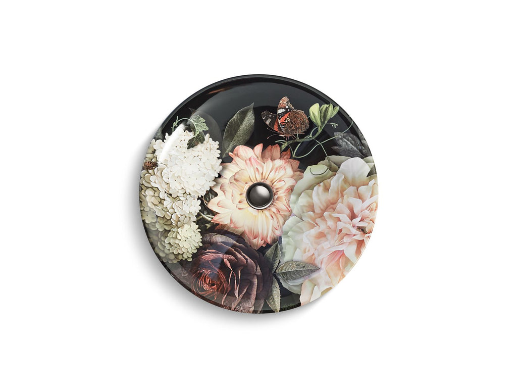 KOHLER K-30333-DM1-0 Dutchmaster Blush Floral Carillon 17-3/4" Round Drop-In Bathroom Sink, No Overflow - Blush Floral