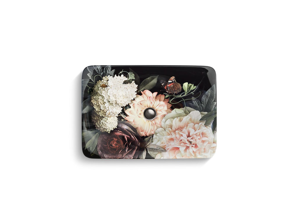 KOHLER K-30334-DM1-0 Dutchmaster Blush Floral Carillon 21-1/4" Rectangular Drop-In Bathroom Sink, No Overflow - Blush Floral