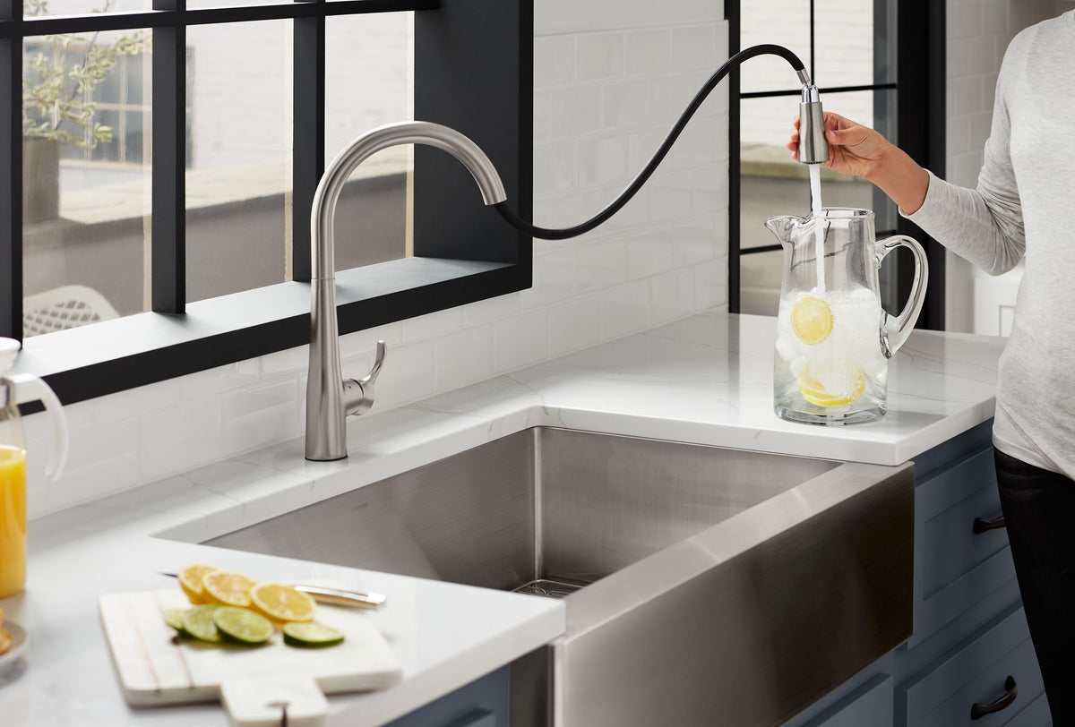 KOHLER K-22036-CP Simplice Touchless Pull-Down Kitchen Sink Faucet With Three-Function Sprayhead - Polished Chrome