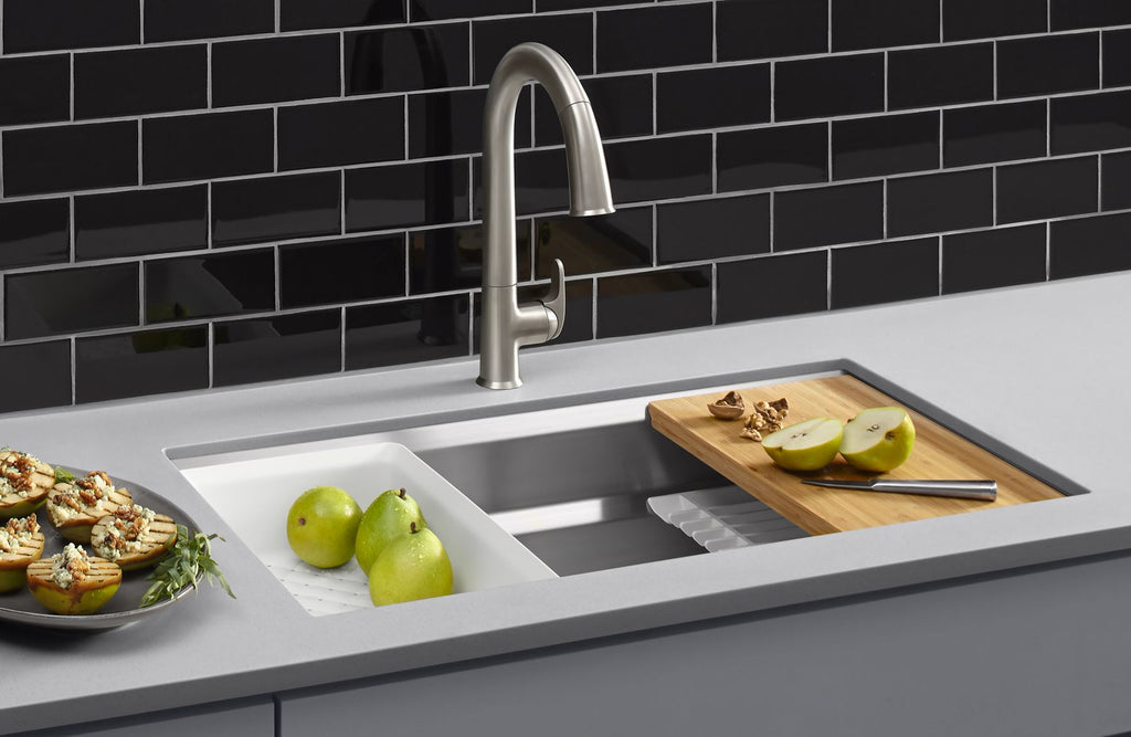KOHLER K-23651-NA Prolific 29" Undermount Single-Bowl Workstation Kitchen Sink - Stainless Steel