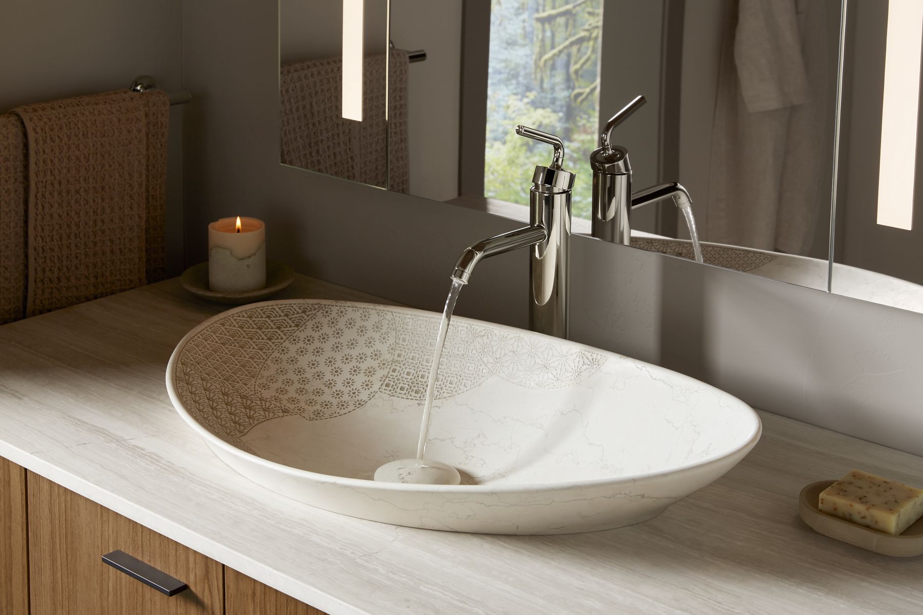 KOHLER K-8325-CS6 Kensho 28" Oval Vessel Bathroom Sink, No Overflow - Biancone