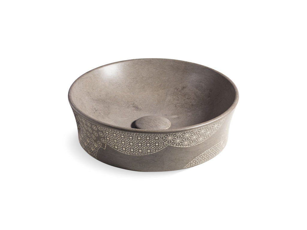 KOHLER K-8324-CS7 Kensho 16" Round Vessel Bathroom Sink, No Overflow - Grey Fousana