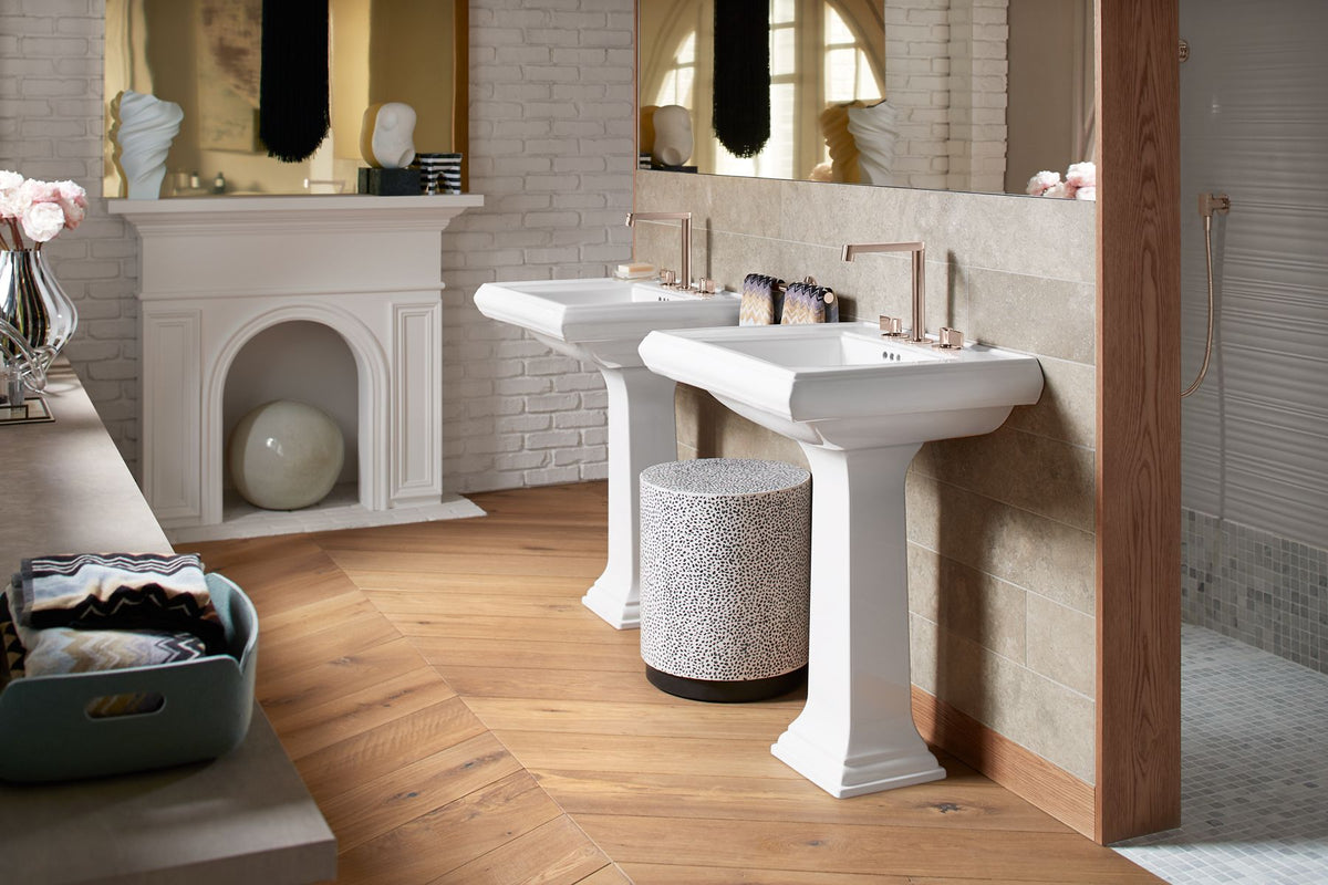 KOHLER K-2238-8-7 Memoirs Classic 24-1/4" Rectangular Pedestal Bathroom Sink - Black Black