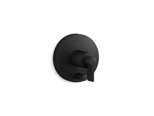 KOHLER K-T78016-4-BL Components Rite-Temp Valve Trim With Lever Handle And Diverter In Matte Black