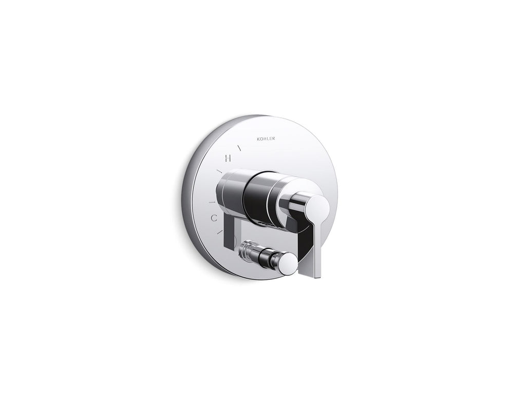 KOHLER K-T78016-4-SN Components Rite-Temp Valve Trim With Lever Handle And Diverter - Vibrant Polished Nickel