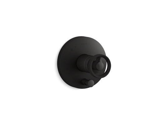 KOHLER K-T78016-9-BL Components Rite-Temp Valve Trim With Industrial Handle And Diverter In Matte Black