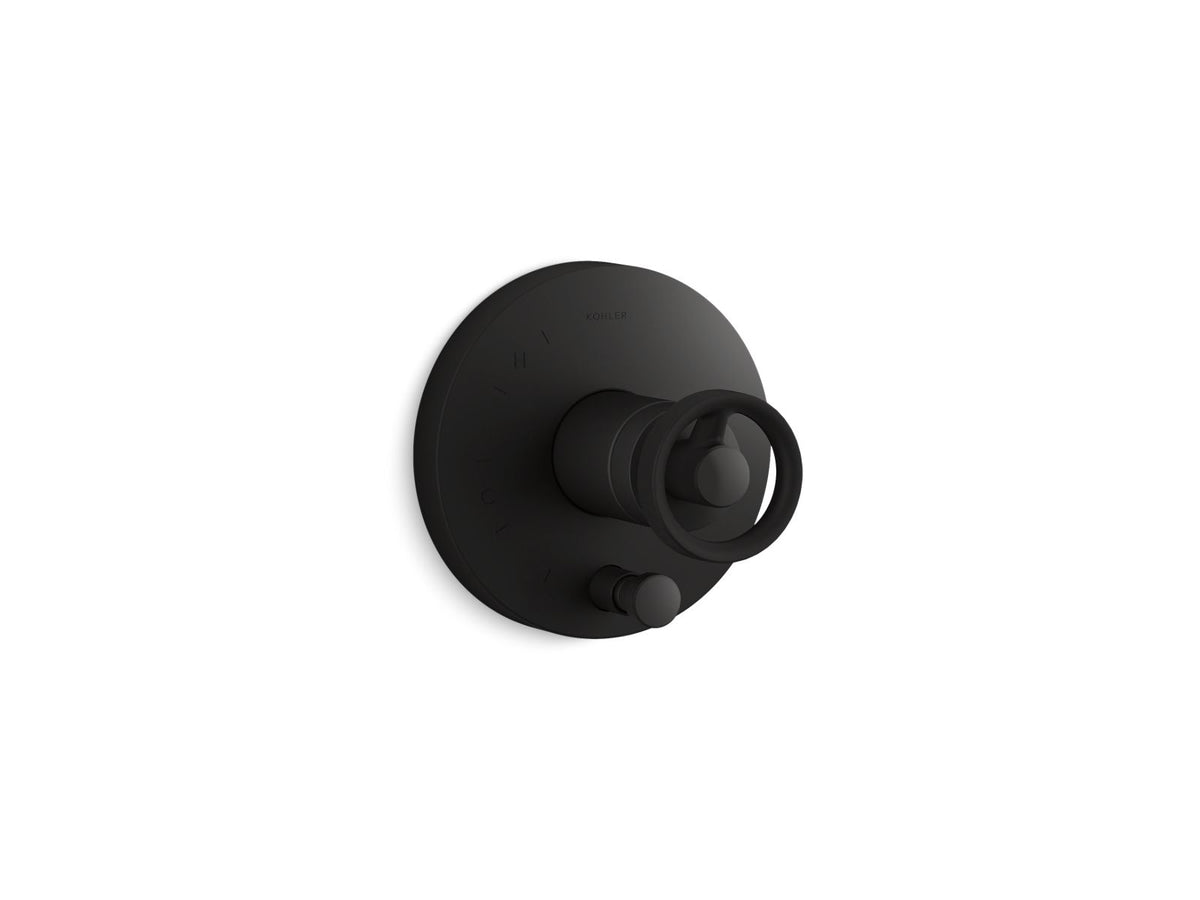 KOHLER K-T78016-9-BL Components Rite-Temp Valve Trim With Industrial Handle And Diverter - Matte Black