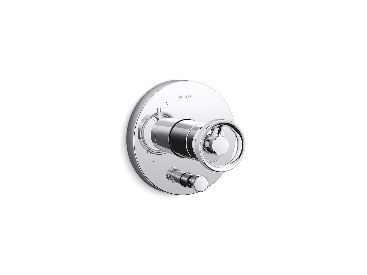 KOHLER K-T78016-9-CP Components Rite-Temp Valve Trim With Industrial Handle And Diverter In Polished Chrome