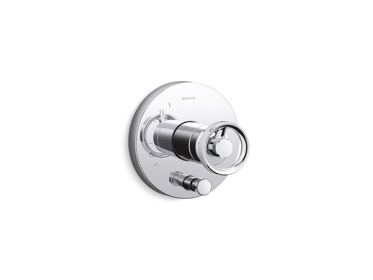KOHLER K-T78016-9-CP Components Rite-Temp valve trim with Industrial handle and diverter - Polished Chrome