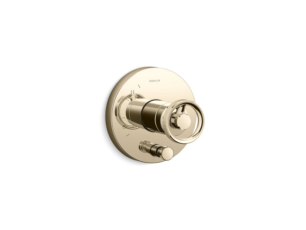 KOHLER K-T78016-9-AF Components Rite-Temp Valve Trim With Industrial Handle And Diverter - Vibrant French Gold