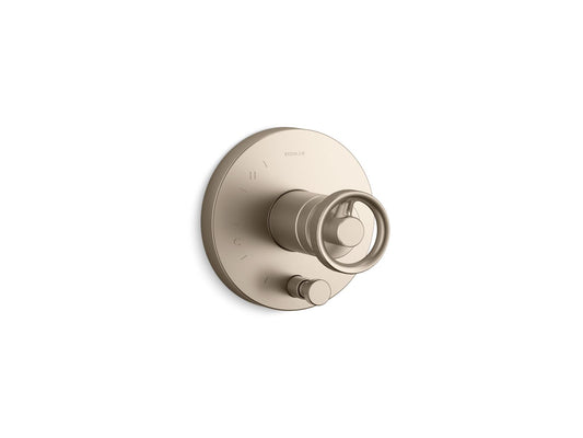 KOHLER K-T78016-9-BV Components Rite-Temp Valve Trim With Industrial Handle And Diverter In Vibrant Brushed Bronze