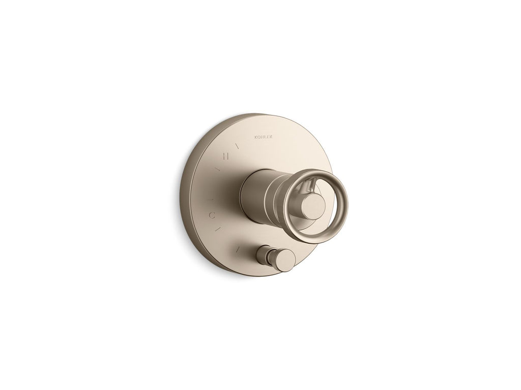 KOHLER K-T78016-9-BV Components Rite-Temp Valve Trim With Industrial Handle And Diverter - Vibrant Brushed Bronze