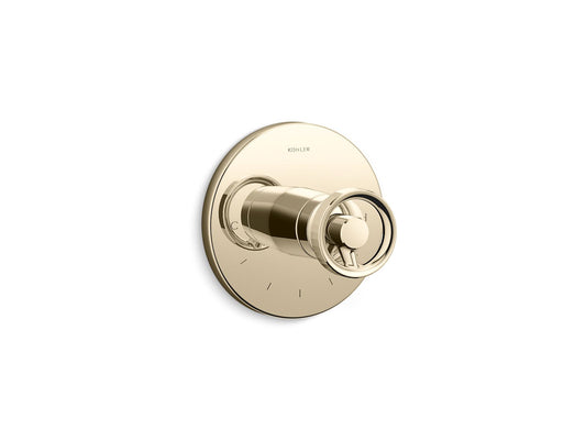 KOHLER K-T78027-9-AF Components MasterShower temperature control valve trim with Industrial handle - Vibrant French Gold