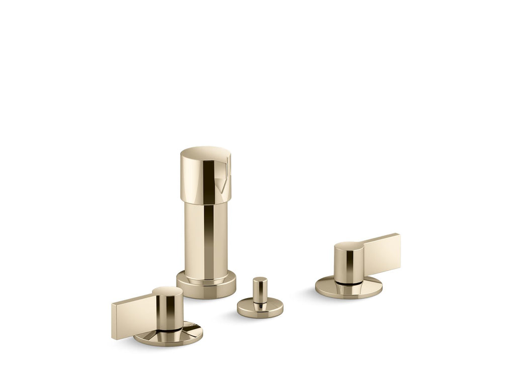KOHLER K-77983-4-AF Components Widespread Bidet Faucet With Lever Handles - Vibrant French Gold