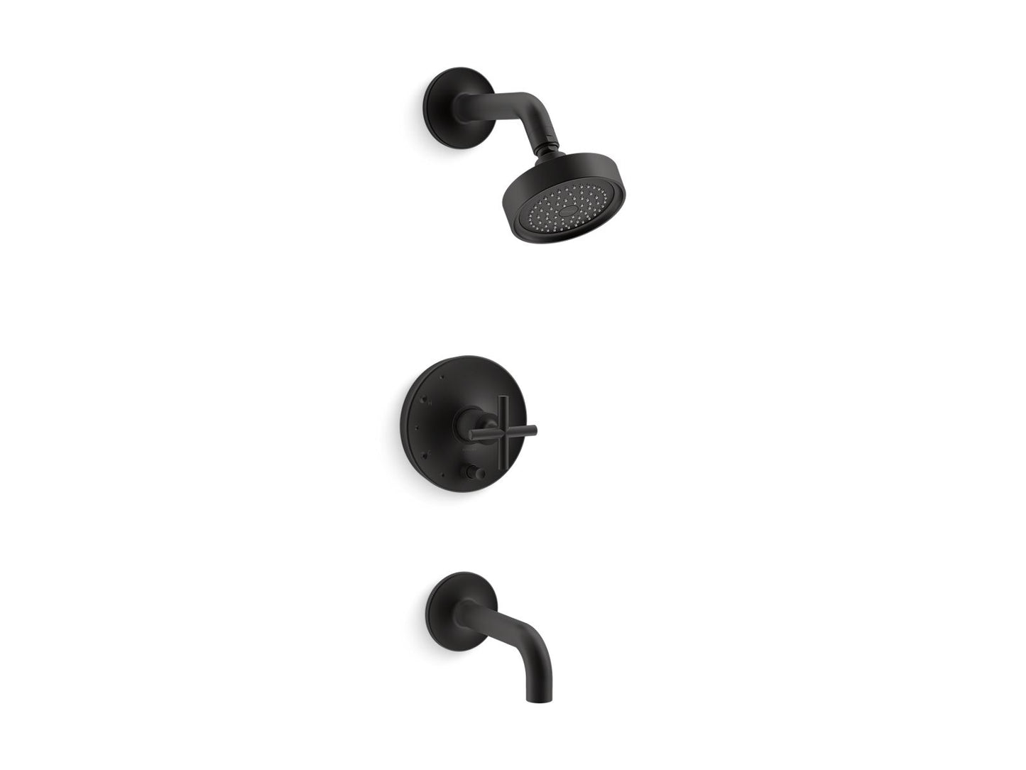 KOHLER K-T14421-3-BL Purist Rite-Temp Bath And Shower Trim Kit With Push-Button Diverter And Cross Handle, 2.5 Gpm In Matte Black