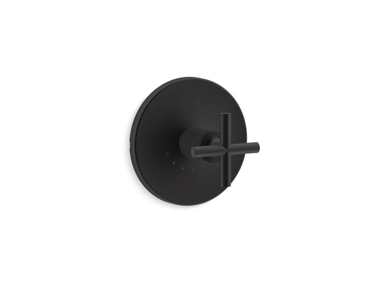 KOHLER K-T14488-3-BL Purist Mastershower Temperature Control Valve Trim With Cross Handle - Matte Black