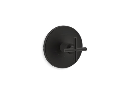 KOHLER K-T14488-3-BL Purist MasterShower temperature control valve trim with cross handle - Matte Black
