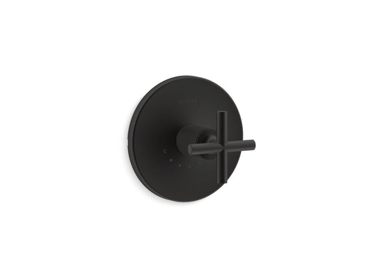 KOHLER K-T14488-3-BL Purist MasterShower temperature control valve trim with cross handle - Matte Black