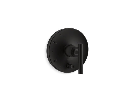 KOHLER K-T14501-4-BL Purist Rite-Temp Valve Trim With Push-Button Diverter And Lever Handle In Matte Black