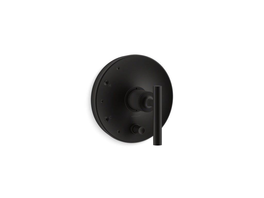 KOHLER K-T14501-4-BL Purist Rite-Temp Valve Trim With Push-Button Diverter And Lever Handle - Matte Black