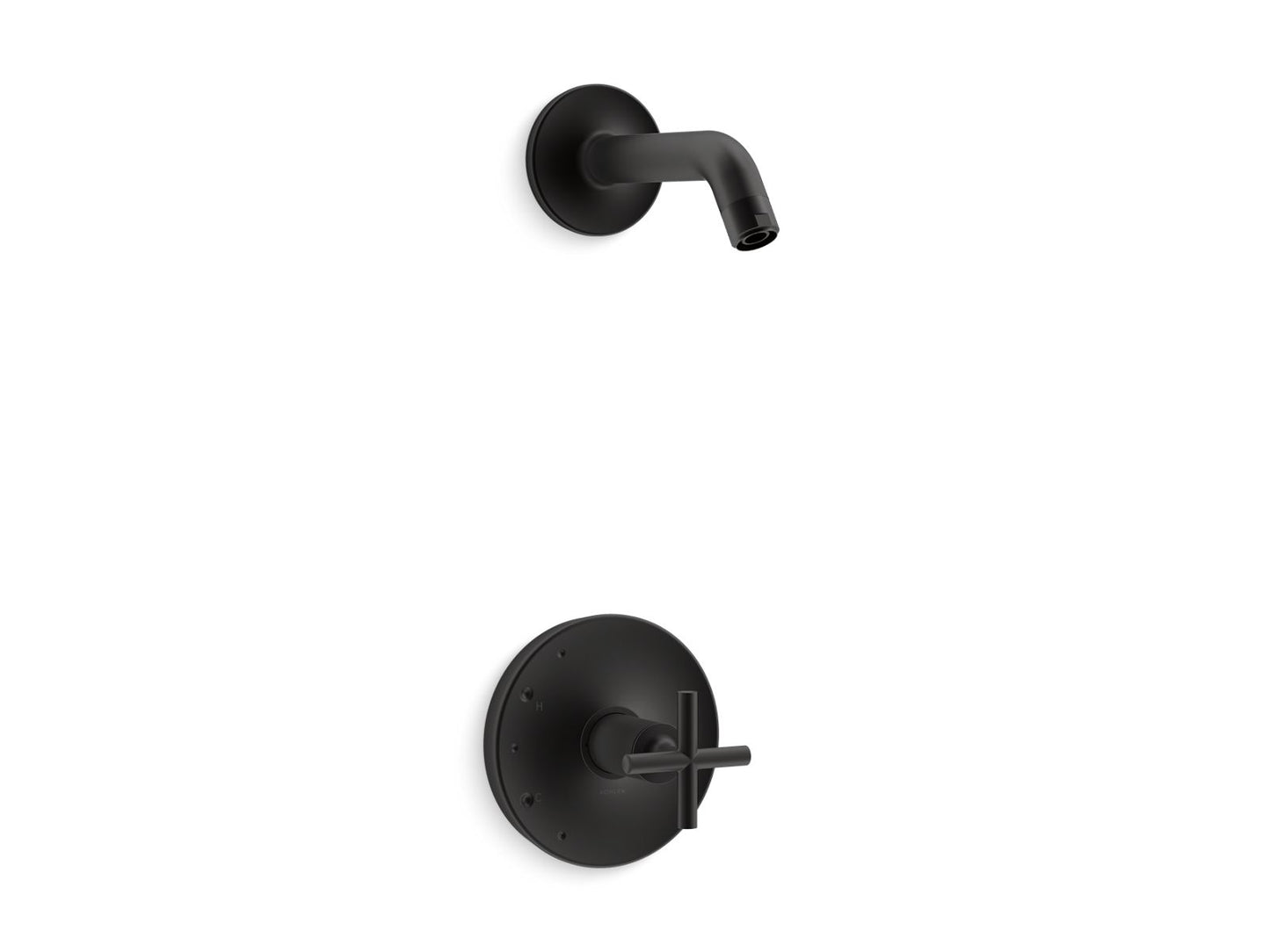 KOHLER K-TLS14422-3-BL Purist Rite-Temp Shower Trim Kit With Cross Handle, Without Showerhead In Matte Black