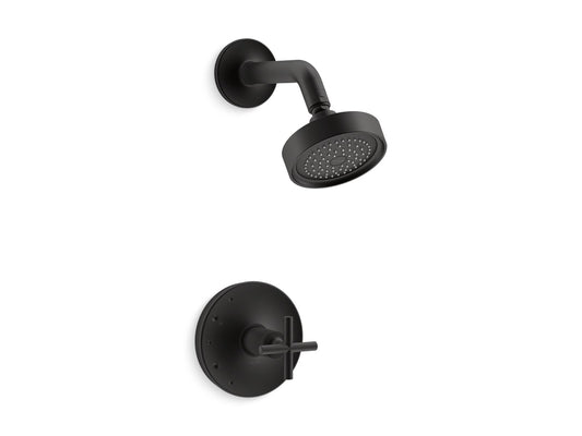 KOHLER K-TS14422-3-BL Purist Rite-Temp Shower Trim Kit With Cross Handle, 2.5 Gpm In Matte Black