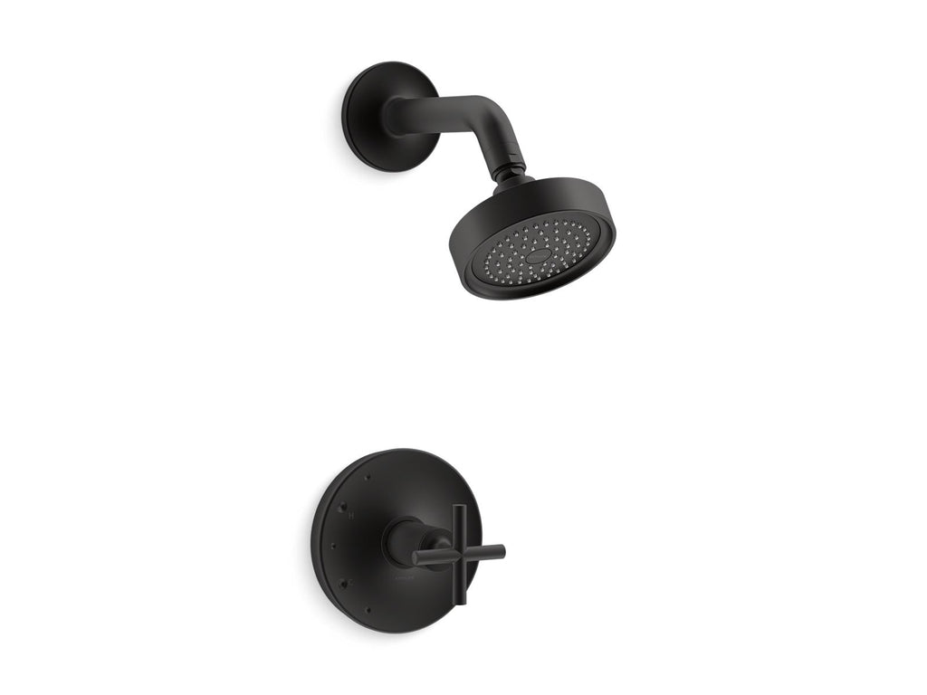 KOHLER K-TS14422-3-BL Purist Rite-Temp Shower Trim Kit With Cross Handle, 2.5 Gpm - Matte Black