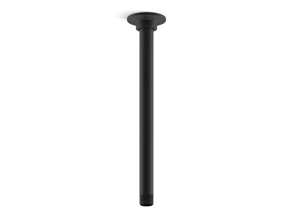 KOHLER K-7392-BL 12" Ceiling-Mount Single-Function Rainhead Arm And Flange - Matte Black
