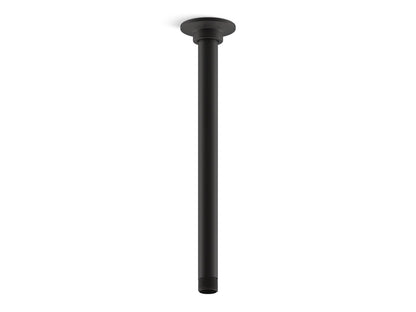 KOHLER K-7392-BL 12" ceiling-mount single-function rainhead arm and flange - Matte Black