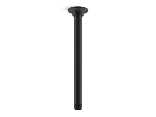 KOHLER K-7392-BL 12" ceiling-mount single-function rainhead arm and flange - Matte Black
