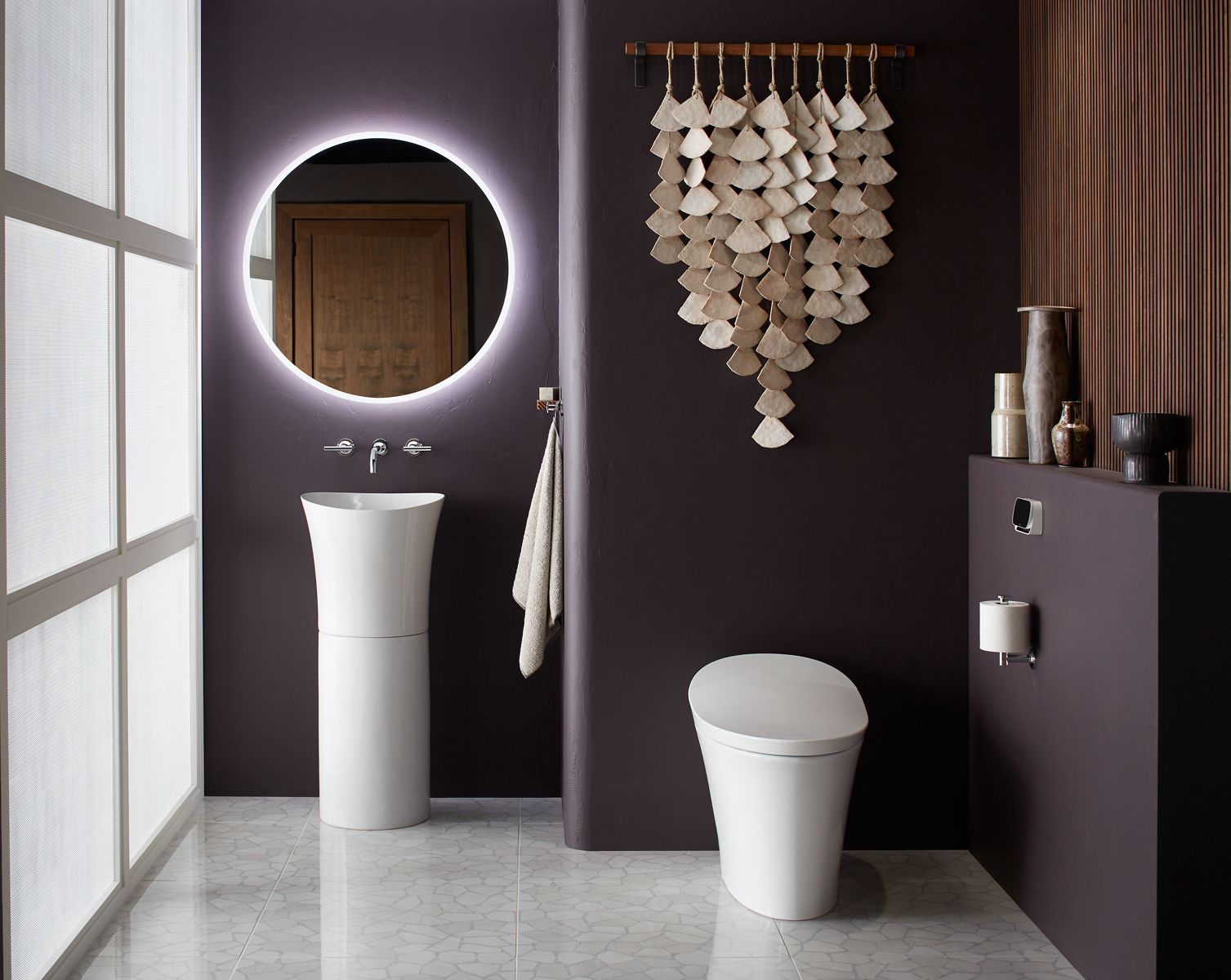 KOHLER K-20701-96 Veil 16" Round Pedestal Bathroom Sink - Biscuit