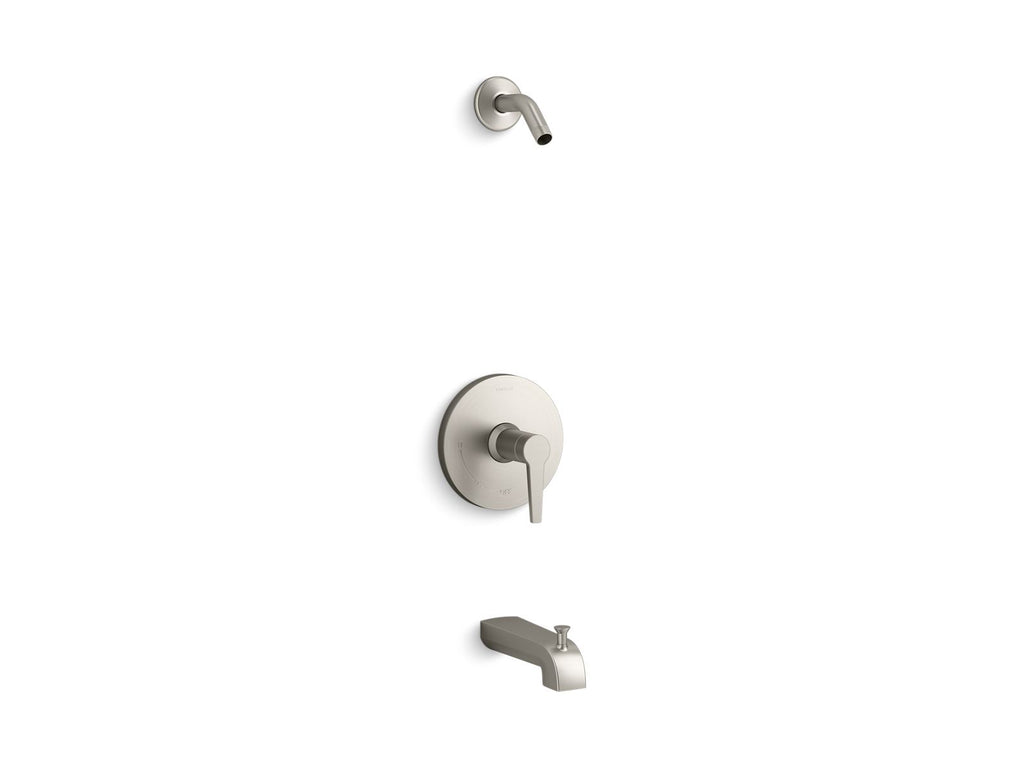KOHLER K-TLS97074-4-BN Pitch Rite-Temp Bath And Shower Trim Kit, Without Showerhead - Vibrant Brushed Nickel